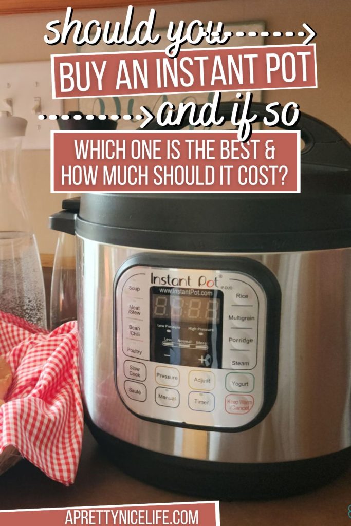 Pinterest image: Should you buy an Instant Pot and if so, which one should you get and how much should you spend.