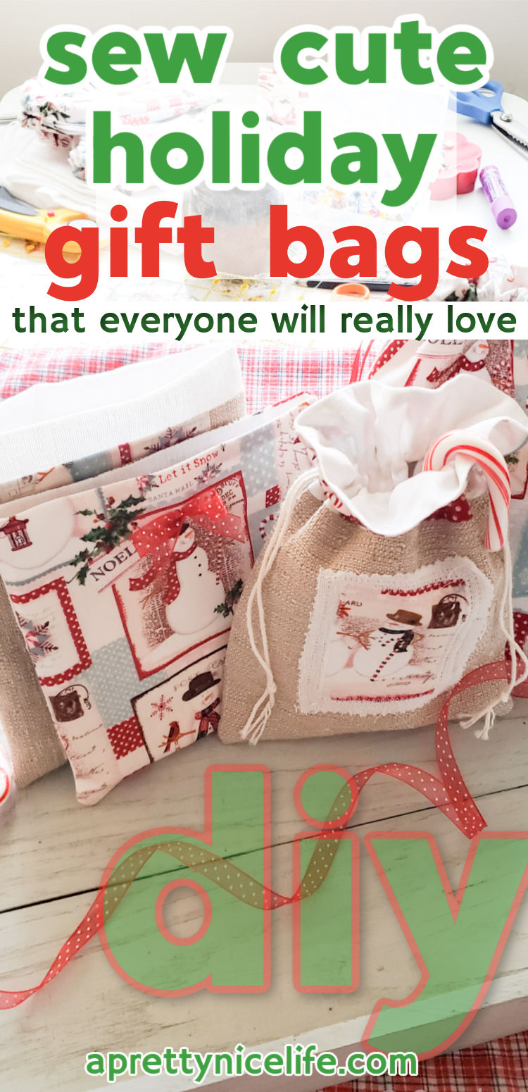 Learn to Sew Cute Holiday Gift Bags for handmade Christmas Presents this year