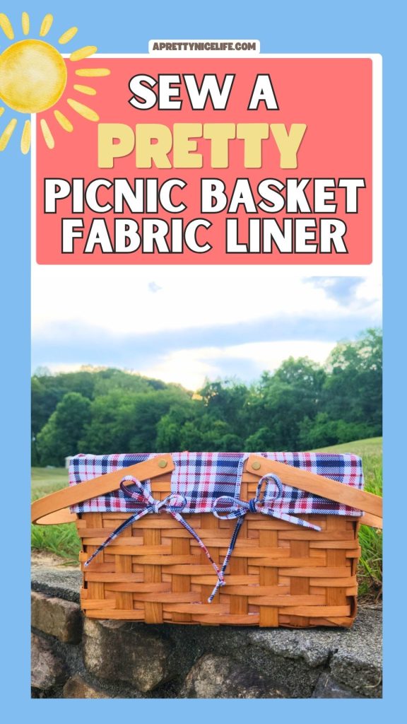 Pinterest image for Picnic Basket Liner sewing pattern