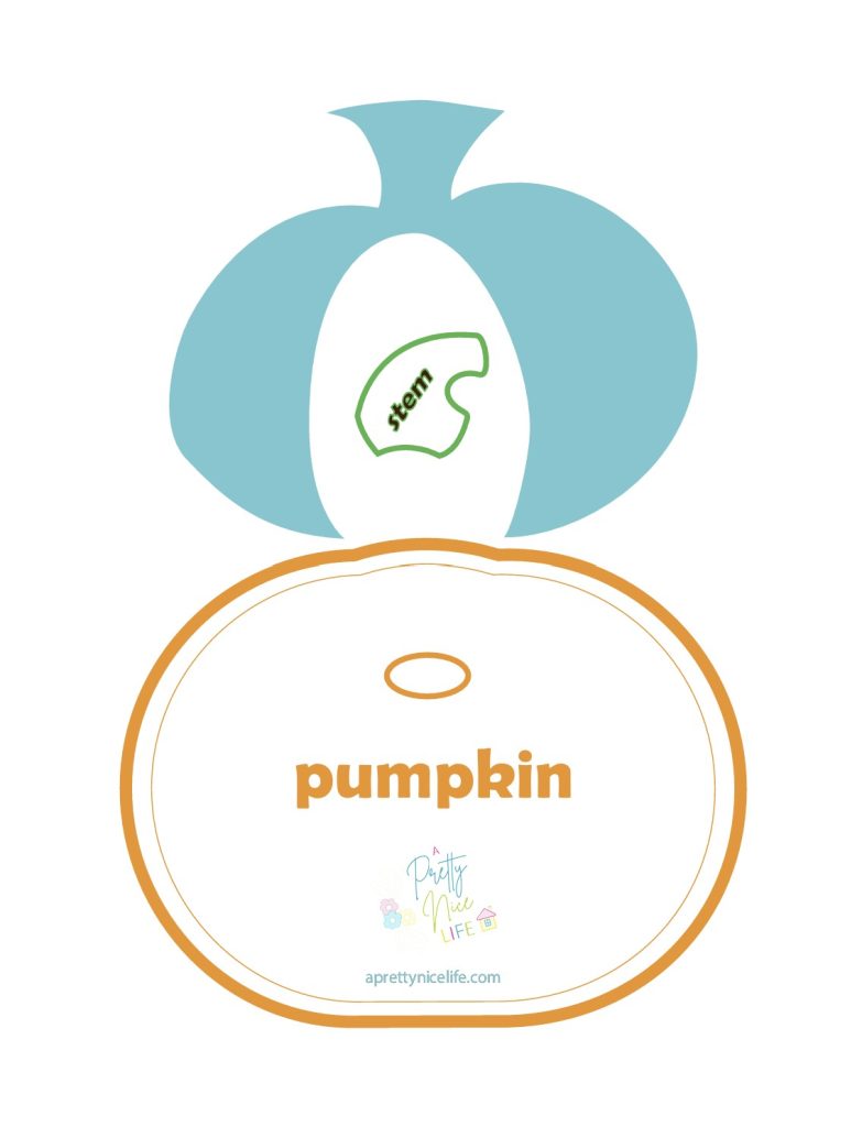 Printed pumpkin coasters sewing pattern pieces including the pumpkin body, rib lines stencil, and stem.