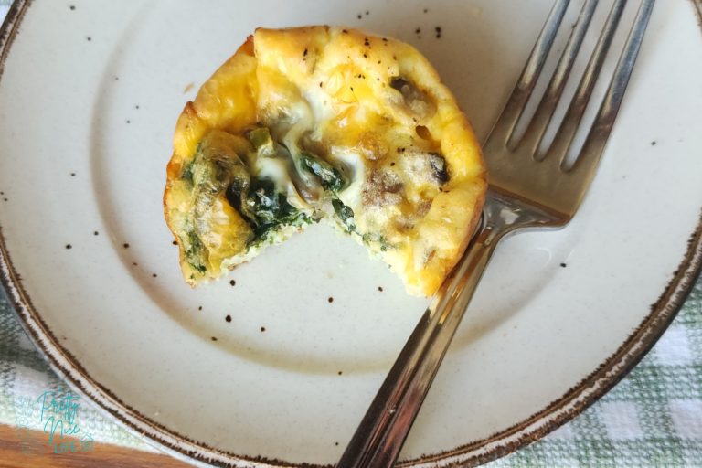 Delicious and easy egg muffin recipe - egg bite plated with fork next to it