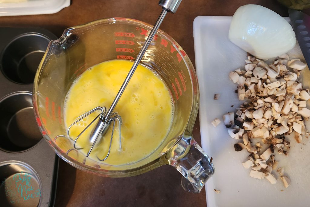 Batter for the egg bite recipe. Makes a whole batch of egg muffins in a standard 12-well muffin pan.