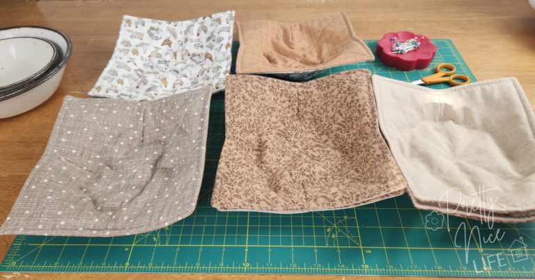Six bougie bowl covers in coordinating colors - modern cream, beige, and gray tones